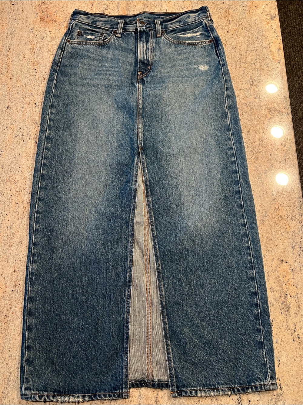 Levi’s Blue Denim Maxi Skirt with Front Slit